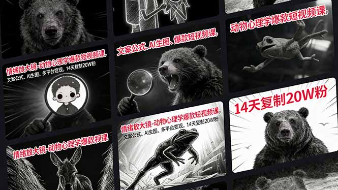 情绪放大镜-动物心理学爆款短视频课,文案公式、AI生图、多平台变现,14天复制20W粉-巅峰创业网
