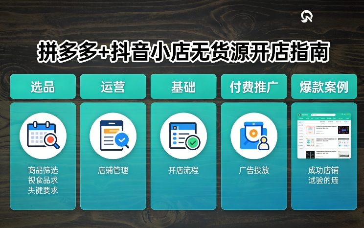 拼多多+抖音小店无货源开店，包括：选品、运营、基础、付费推广、爆款案例等(更新26年2月)-巅峰创业网