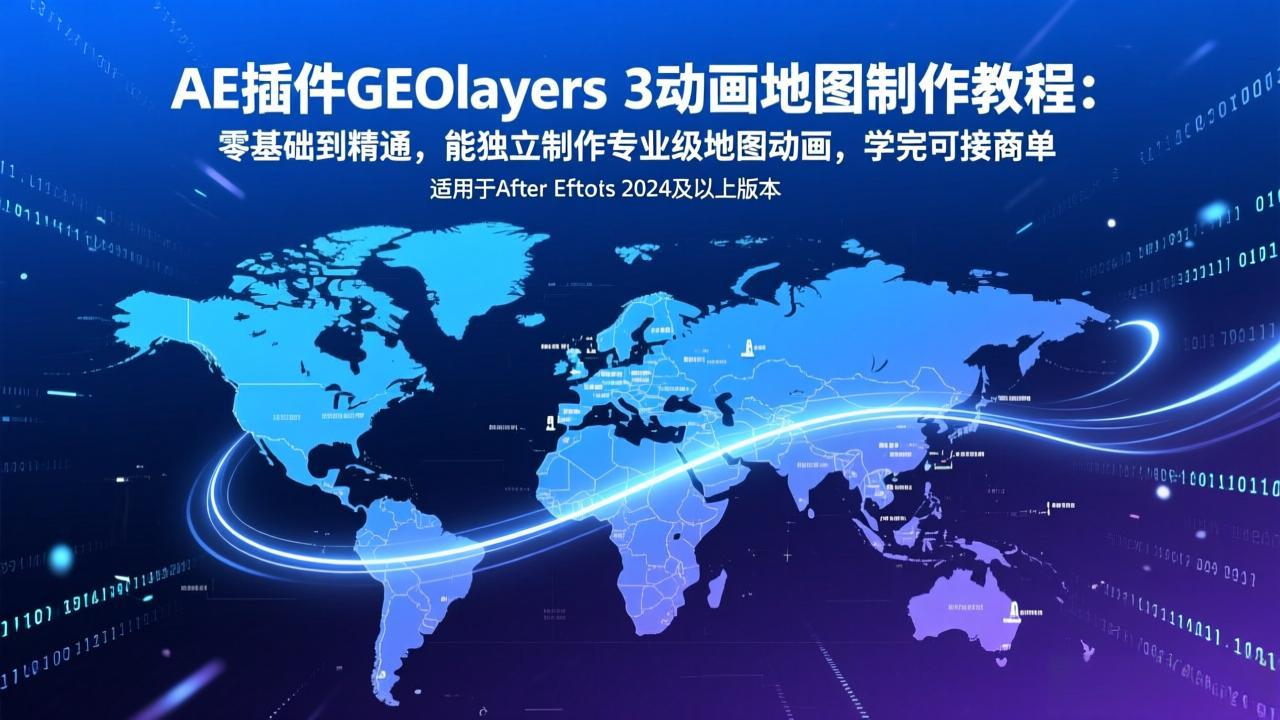 AE插件GEOlayers 3动画地图制作教程：零基础到精通，能独立制作专业级地图动画，学完可接商单-巅峰创业网