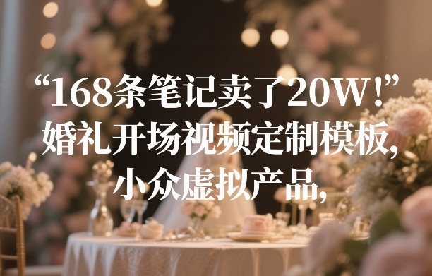 168条笔记卖了20W!婚礼开场视频定制模板,小众虚拟产品-巅峰创业网