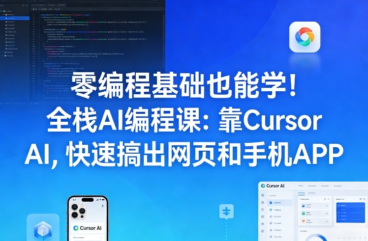 零编程基础也能学!全栈AI编程课:靠Cursor AI,快速搞出网页和手机APP-巅峰创业网