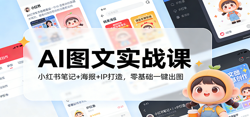 AI图文实战课：小红书笔记+海报+IP打造，零基础一键出图-巅峰创业网