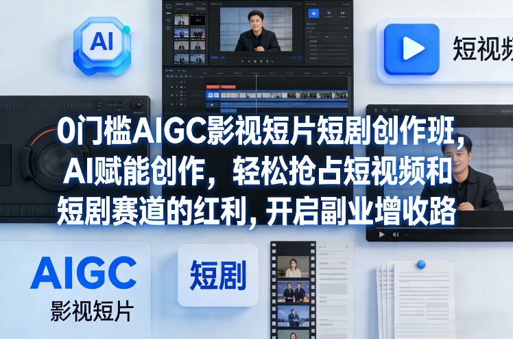 0门槛AIGC影视短片短剧创作班,AI赋能创作,轻松抢占短视频和短剧赛道的红利,开启副业增收路-巅峰创业网