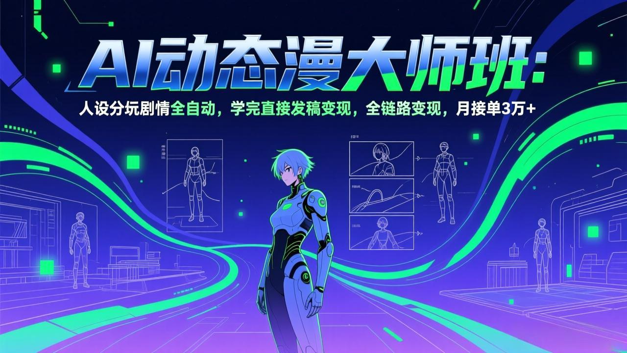AI动态漫剧大师班：人设分镜剧情全自动，学完直接发稿变现，全链路变现，月接单3万+-巅峰创业网