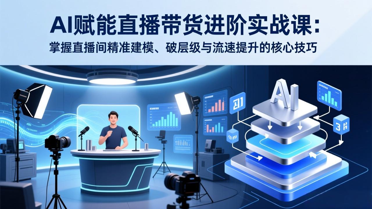 AI赋能直播带货进阶实战课:掌握直播间精准建模、破层级与流速提升的核心技巧-巅峰创业网