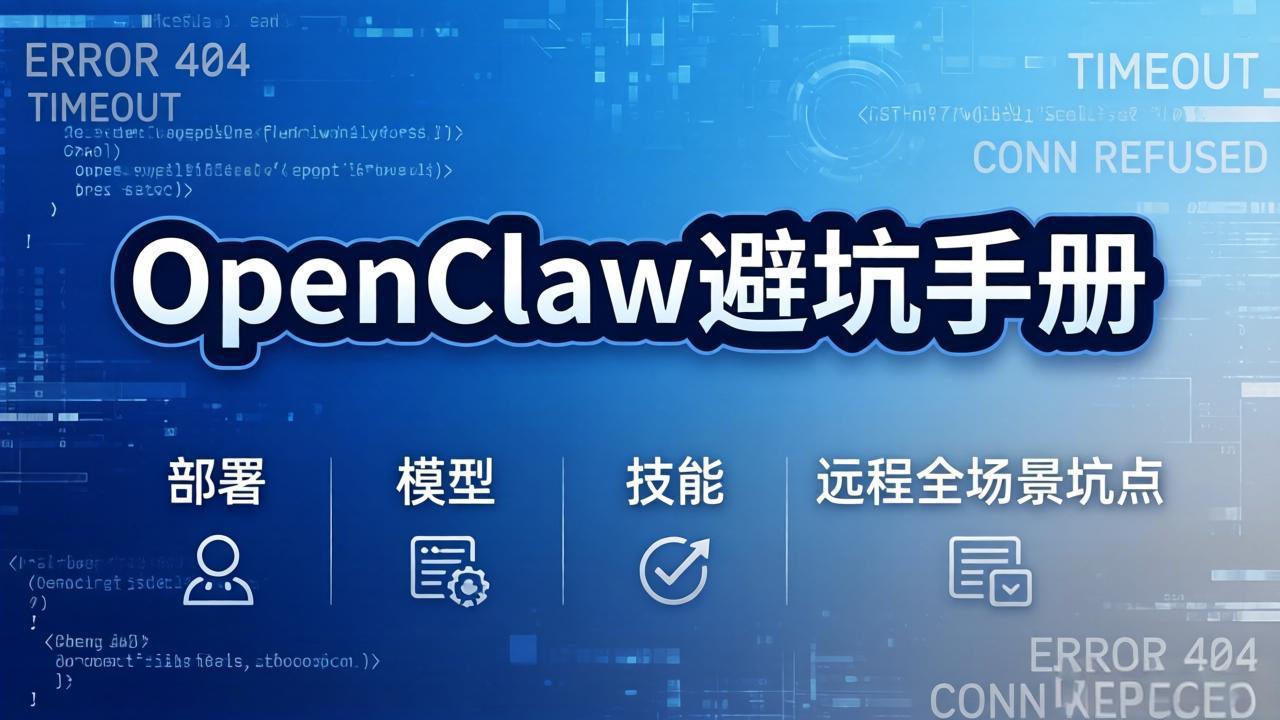 OpenClaw避坑手册：部署+模型+技能+远程全场景坑点，一次性给你说全，少走弯路-巅峰研习社