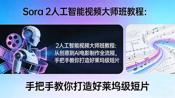 Sora 2人工智能视频大师班教程：从创意到AI电影制作全流程，手把手教你打造好莱坞级短片-巅峰研习社