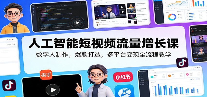 人工智能短视频流量增长课:数字人制作,爆款打造,多平台变现全流程教学-巅峰研习社