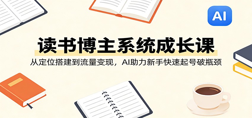 读书博主系统成长课：从定位搭建到流量变现，AI助力新手快速起号破瓶颈-巅峰研习社