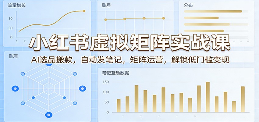 小红书虚拟矩阵实战课:AI选品搬款,自动发笔记,矩阵运营,解锁低门槛变现-巅峰研习社