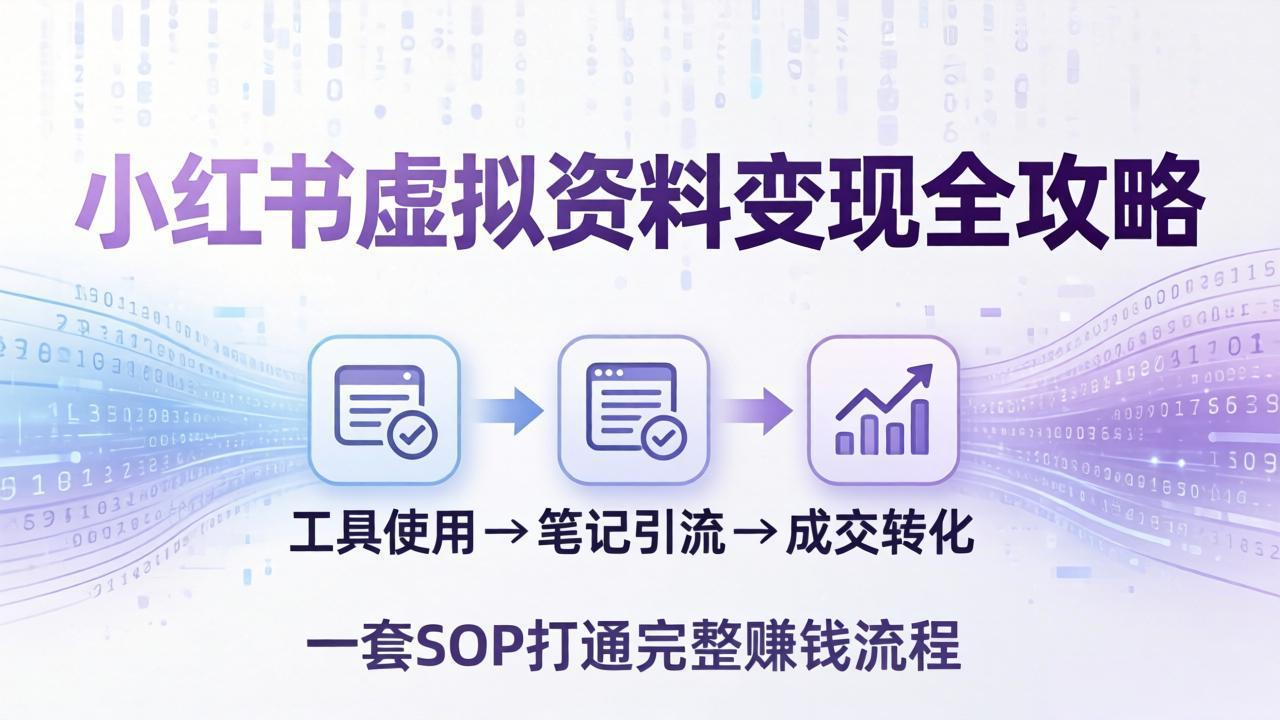 小红书虚拟资料变现全攻略:从工具使用到笔记引流成交,一套 SOP 打通完整赚钱流程-巅峰研习社