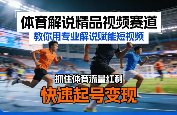 体育解说精品视频赛道,教你用专业解说赋能短视频,抓住体育流量红利,快速起号变现-巅峰研习社