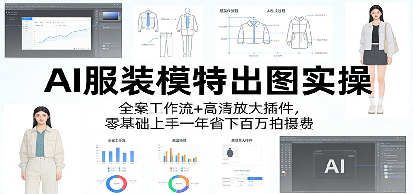AI服装模特出图实操：全案工作流+ 高清放大插件，零基础上手一年省下百万拍摄费-巅峰研习社