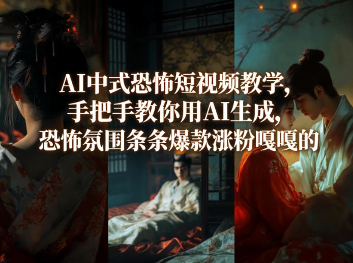 AI中式恐怖短视频教学，手把手教你用AI生成，恐怖氛围条条爆款涨粉嘎嘎的-巅峰研习社
