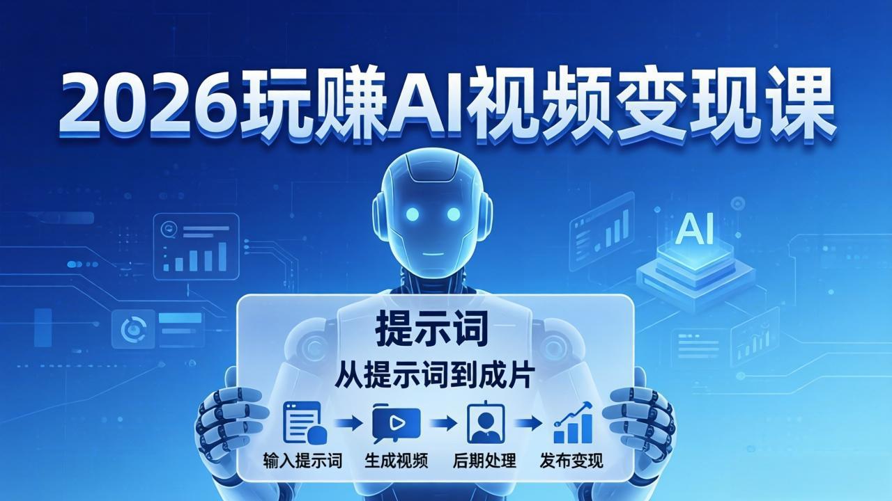 2026玩赚AI视频变现课：掌握 AI 视频全流程技能，从提示词到成片高效产出-巅峰研习社