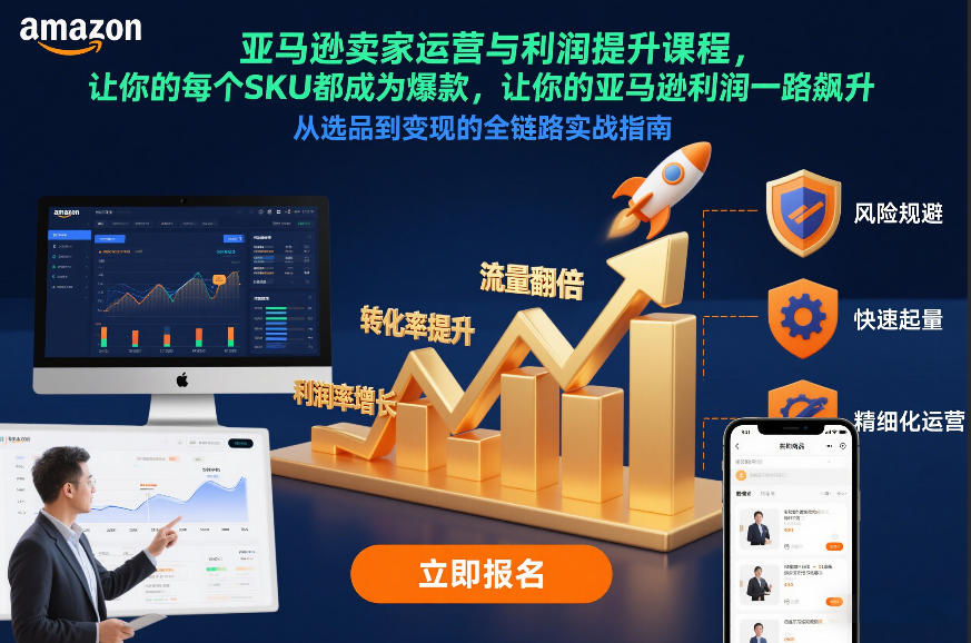 亚马逊卖家运营与利润提升课程，让你的每个SKU都成为爆款，让你的亚马逊利润一路飙升(更新26年3月)-巅峰研习社