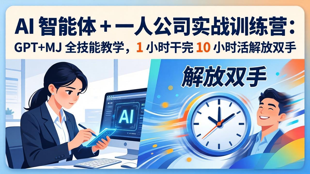 AI 智能体 + 一人公司实战训练营：GPT+MJ 全技能教学，1 小时干完 10 小时活解放双手-巅峰研习社