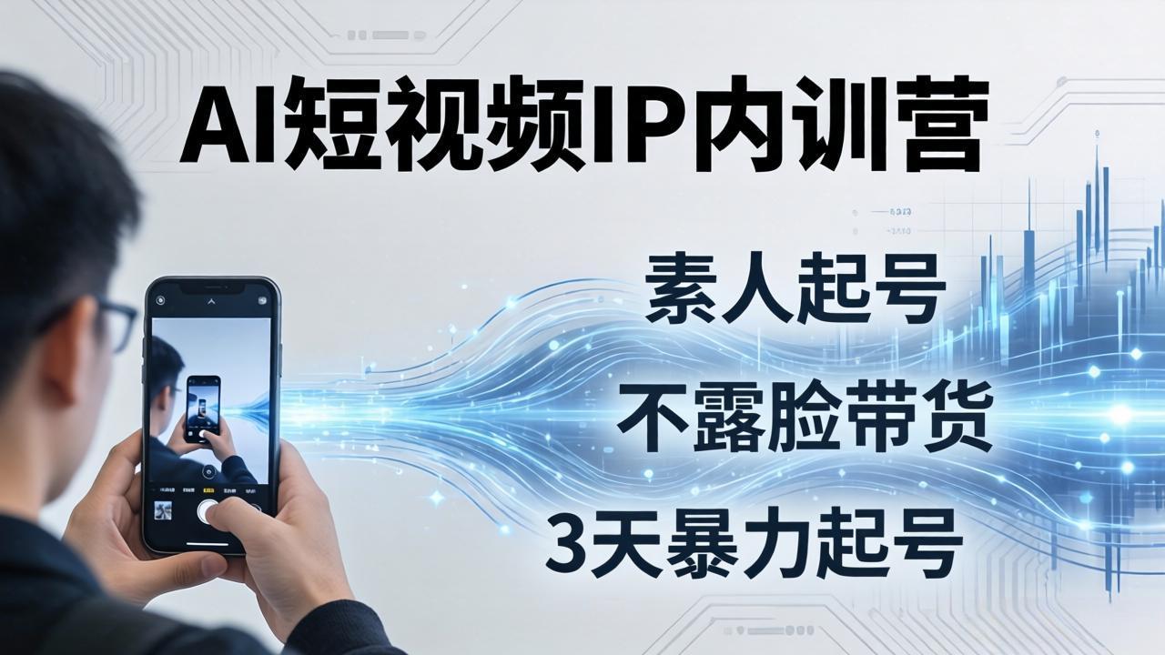 2026AI短视频IP内训营：从素人起号到不露脸带货，3天暴力起号全流程拆解-巅峰研习社