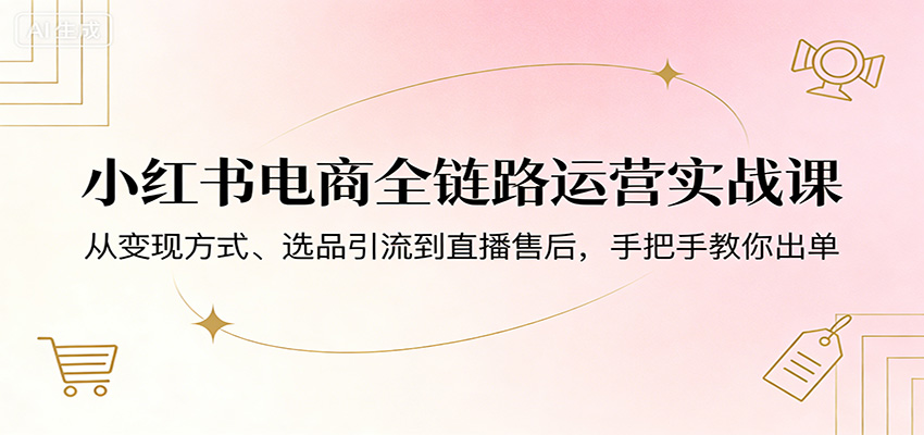 小红书电商全链路运营实战课：从变现方式、选品引流到直播售后，手把手教你出单-巅峰研习社