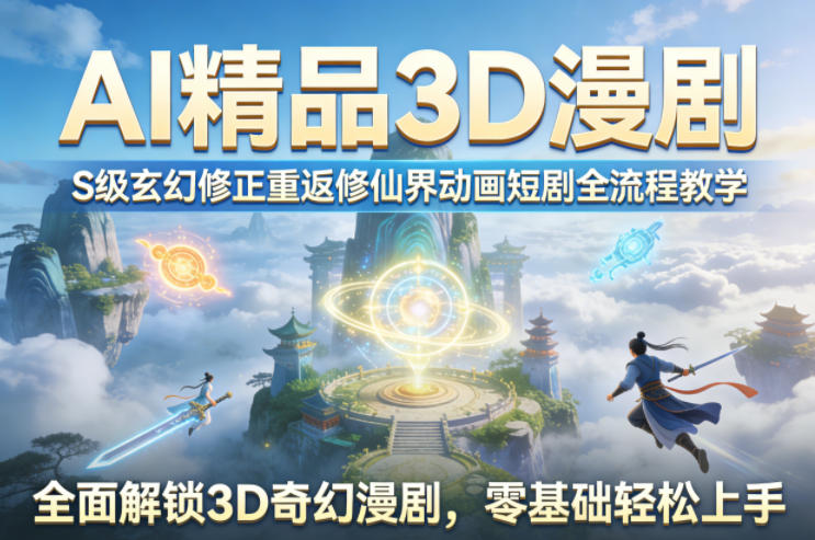 AI精品3D漫剧S级玄幻修正重返修仙界动画短剧全流程教学,全面解锁3D奇幻漫剧,零基础轻松上手-巅峰研习社
