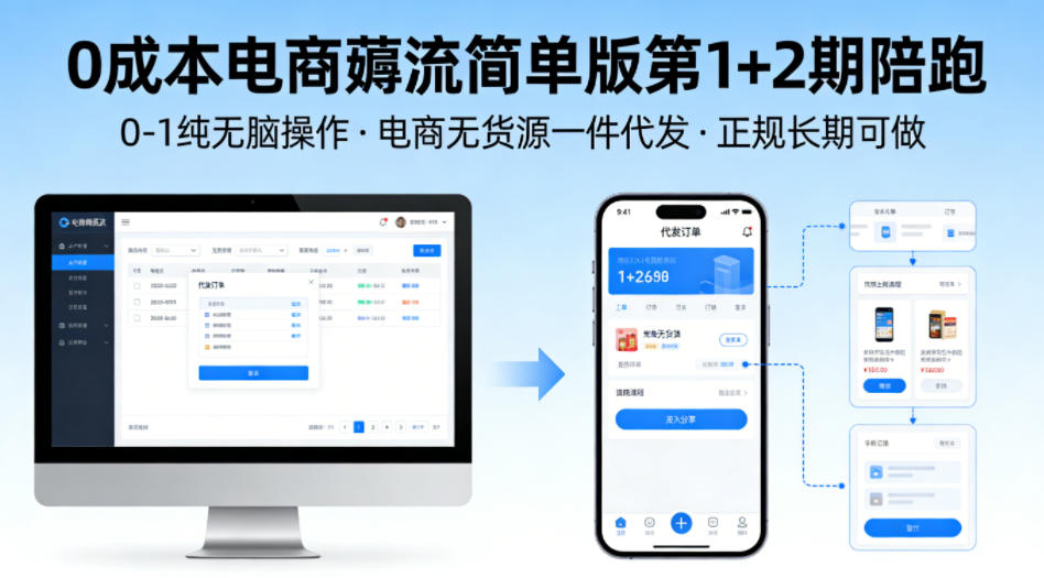 0成本电商薅流简单版第1+2期陪跑,0-1纯无脑操作,电商无货源一件代发,正规长期可做-巅峰研习社