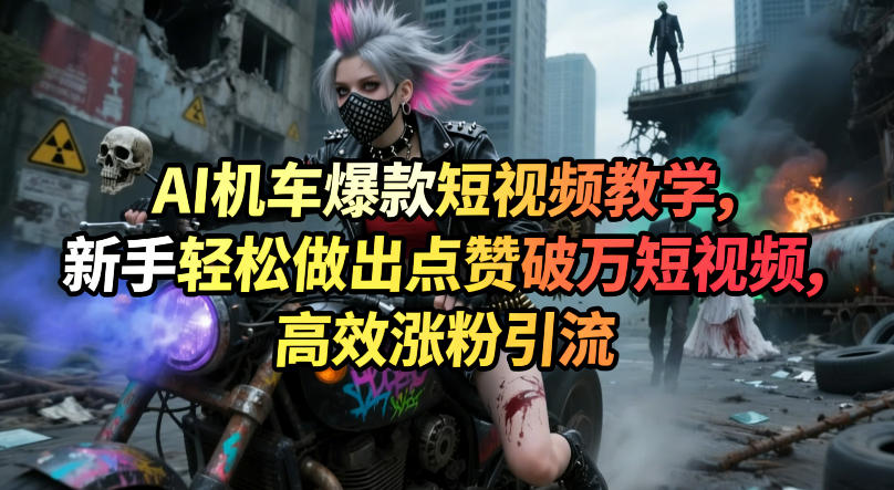 AI机车爆款短视频教学，新手轻松做出点赞破万短视频，高效涨粉引流-巅峰研习社