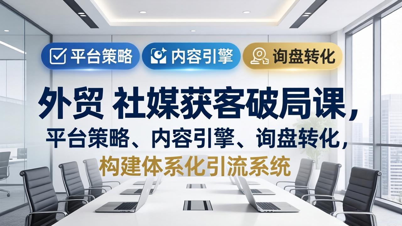外贸 社媒获客破局课，平台策略、内容引擎、询盘转化，构建体系化引流系统(更新26年3月-巅峰研习社