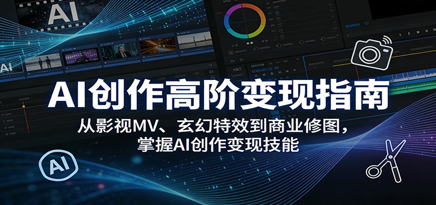 AI创作高阶变现指南：从影视MV、玄幻特效到商业修图，掌握AI创作变现技能-巅峰研习社
