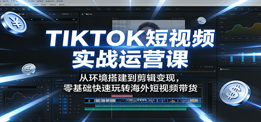 TIKTOK短视频实战运营课：从环境搭建到剪辑变现，零基础快速玩转海外短视频带货-巅峰研习社