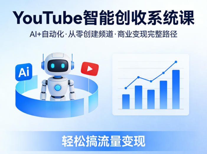 YouTube智能创收系统课，AI+自动化，从零创建YouTube频道并实现商业变现的完整路径，轻松搞流量变现-巅峰研习社