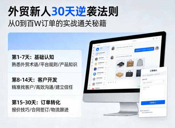 外贸新人30天逆袭法则，教你从0到百W订单的实战通关秘籍-巅峰研习社