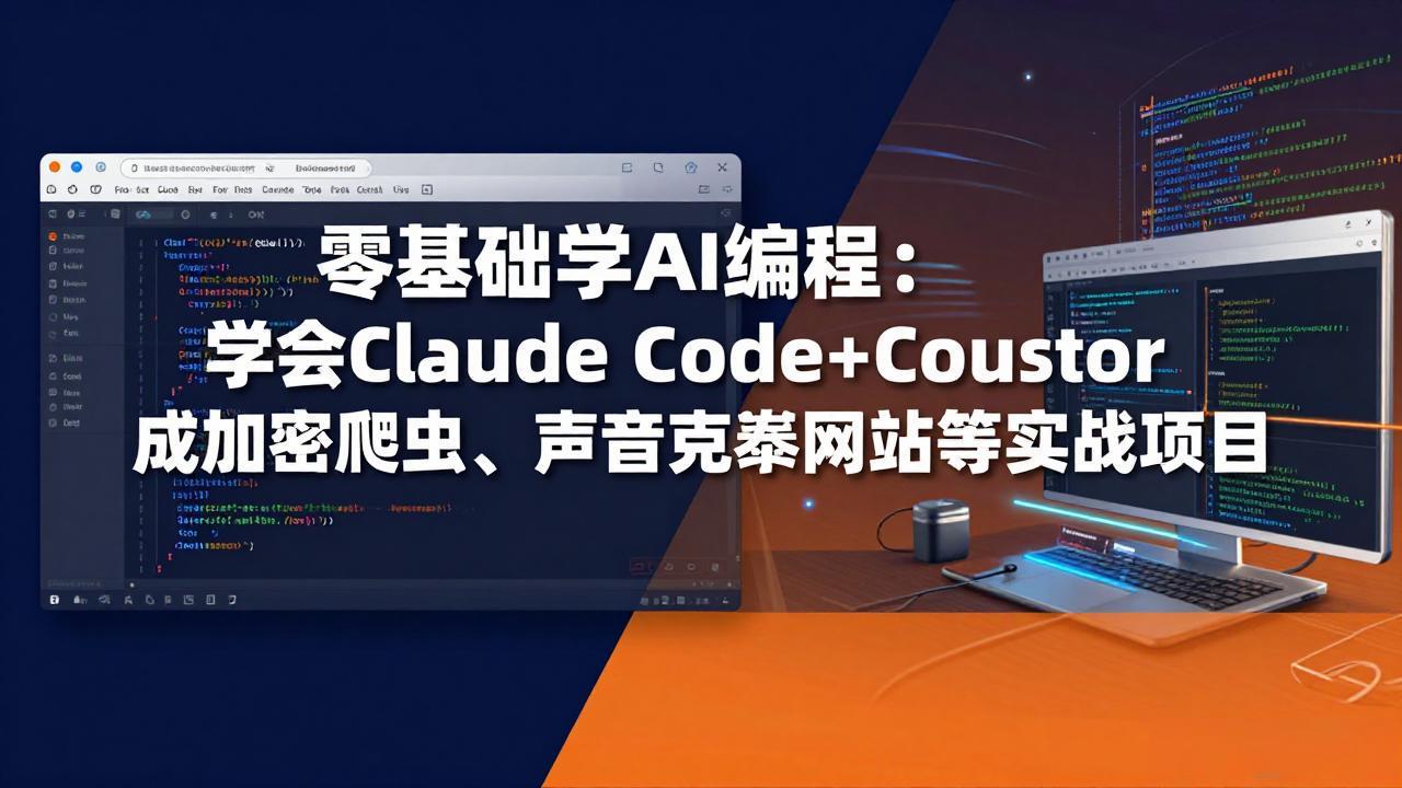 零基础学AI编程：学会Claude Code+Cursor完成加密爬虫、声音克隆网站等实战项目-巅峰研习社