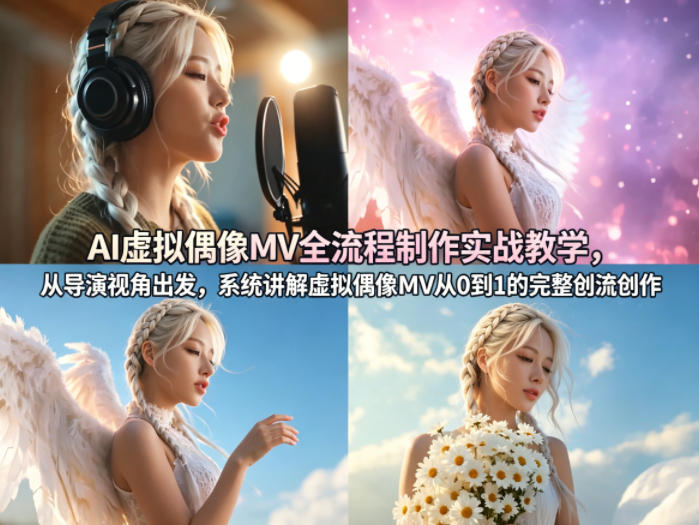 AI虚拟偶像MV全流程制作实战教学，从导演视角出发，系统讲解虚拟偶像MV从0到1的完整创作流程-巅峰研习社