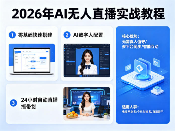 2026年AI无人直播实战教程，零基础也能快速搭建AI数字人无人直播间，实现24小时自动直播带货-巅峰研习社