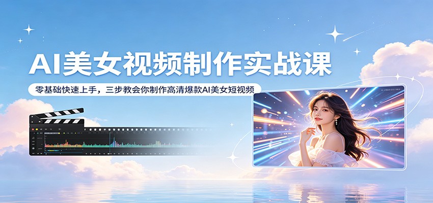 AI美女视频制作实战课：零基础快速上手，三步教会你制作高清爆款AI美女短视频-巅峰研习社