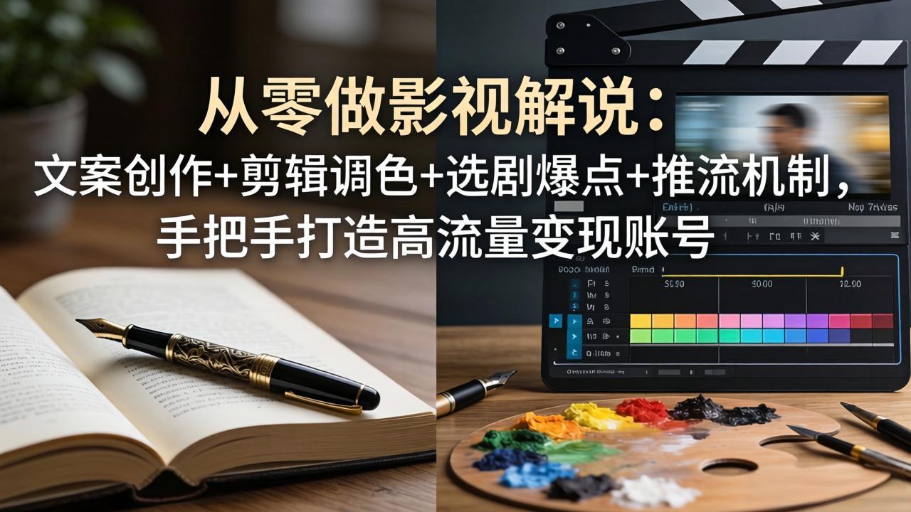 从零做影视解说：文案创作+剪辑调色+选剧爆点+推流机制，手把手打造高流量变现账号-巅峰研习社