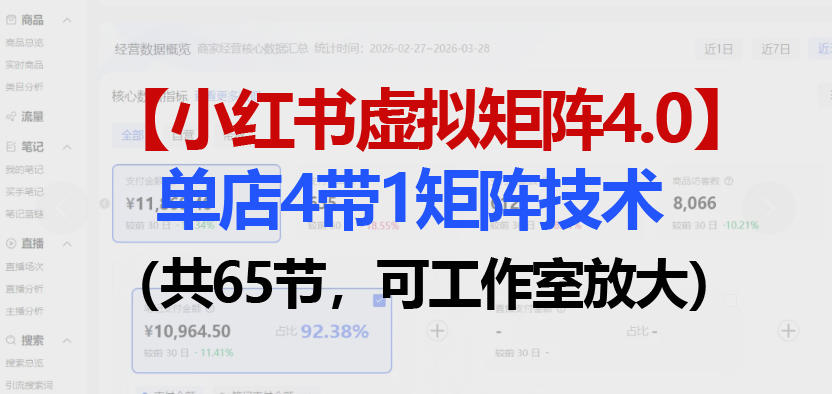 小红书虚拟矩阵4.0技术：单店4带1矩阵(共65节，可工作室放大)-巅峰研习社