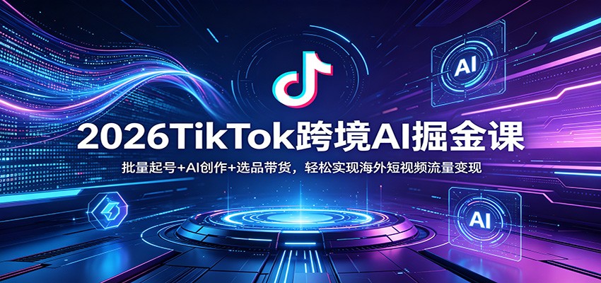 2026TikTok跨境AI掘金课：批量起号+AI创作+选品带货，轻松实现海外短视频流量变现-巅峰研习社