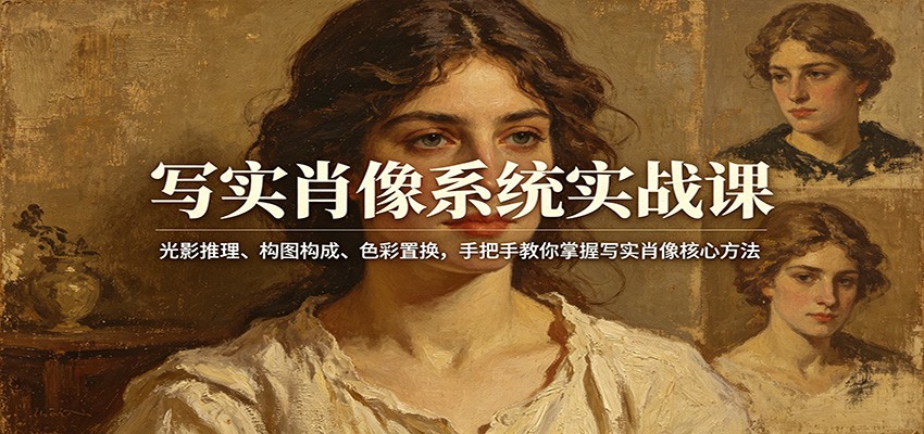 写实肖像系统实战课：光影推理、构图构成、色彩置换，手把手教你掌握写实肖像核心方法-巅峰研习社