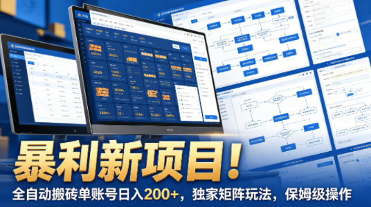 暴利新项目！全自动搬砖单账号日入200+，独家矩阵玩法，保姆级操作【揭秘】-巅峰研习社
