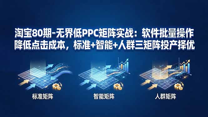 淘宝80期-无界低PPC矩阵实战：软件批量操作降低点击成本，标准+智能+人群三矩阵投产择优-巅峰研习社