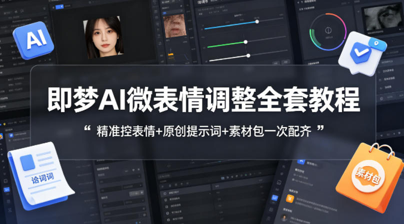 即梦AI微表情调整全套教程，精准控表情+原创提示词+素材包一次配齐-巅峰研习社