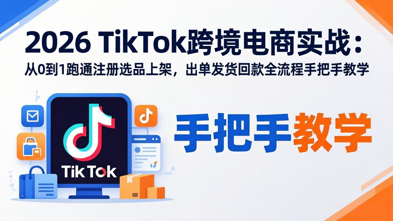 2026TikTok跨境电商实战-更新:从0到1跑通注册选品上架,出单发货回款全流程手把手教学-巅峰研习社