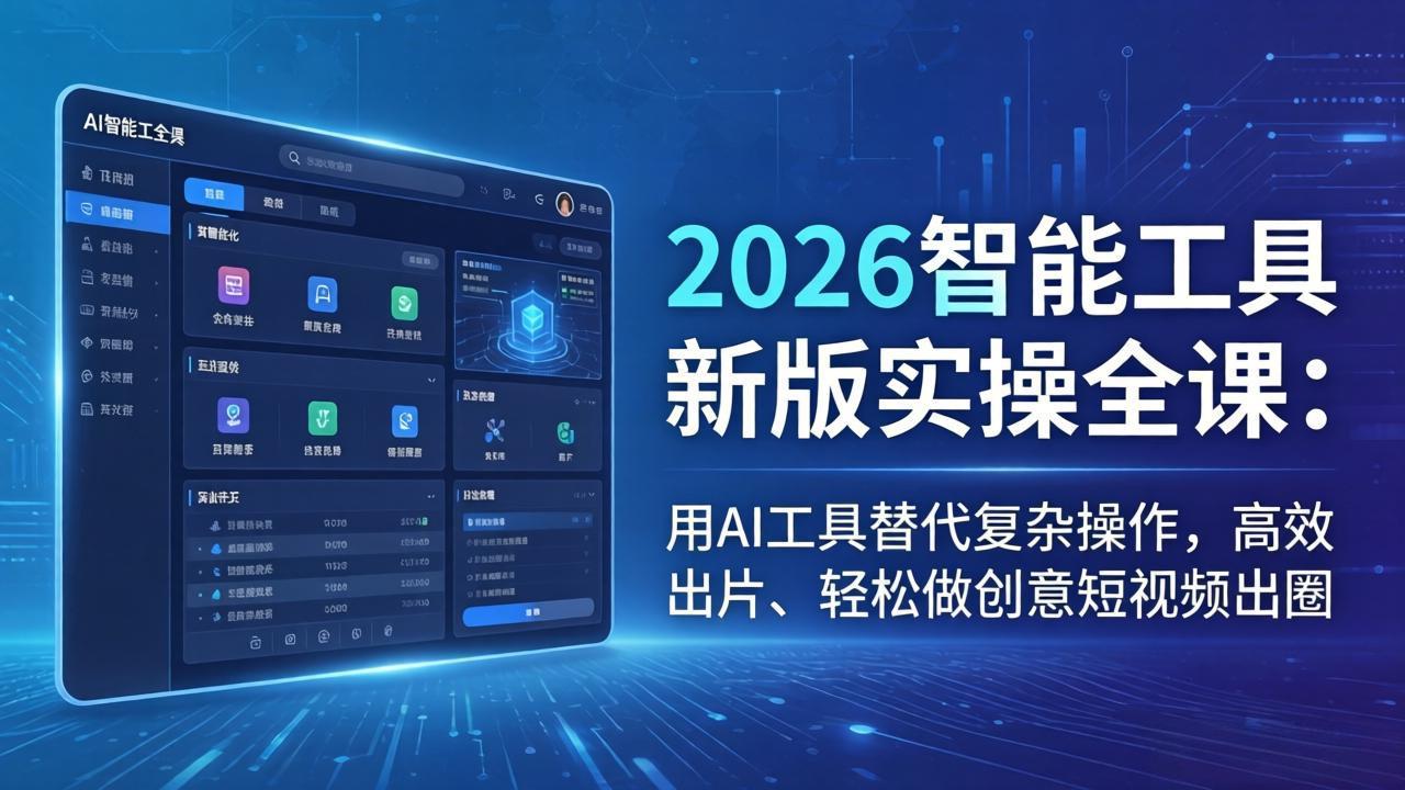 2026智能工具新版实操全课：用AI工具替代复杂操作，高效出片、轻松做创意短视频出圈-巅峰研习社