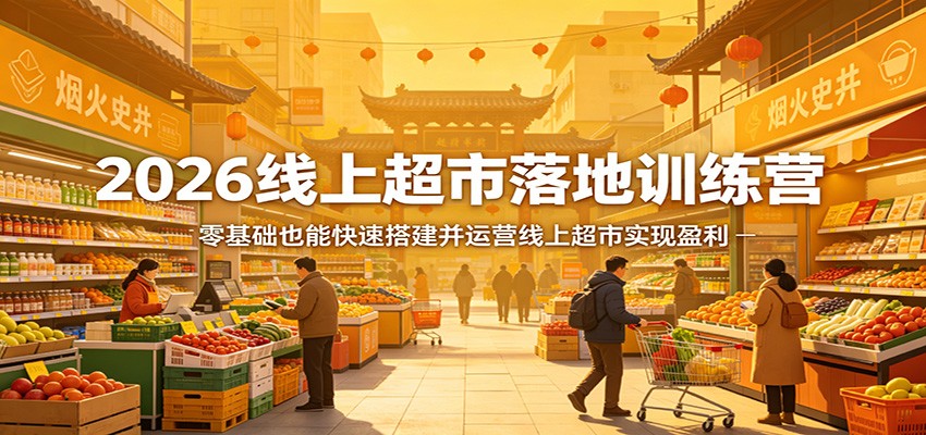 2026线上超市落地训练营,零基础也能快速搭建并运营线上超市实现盈利-巅峰研习社