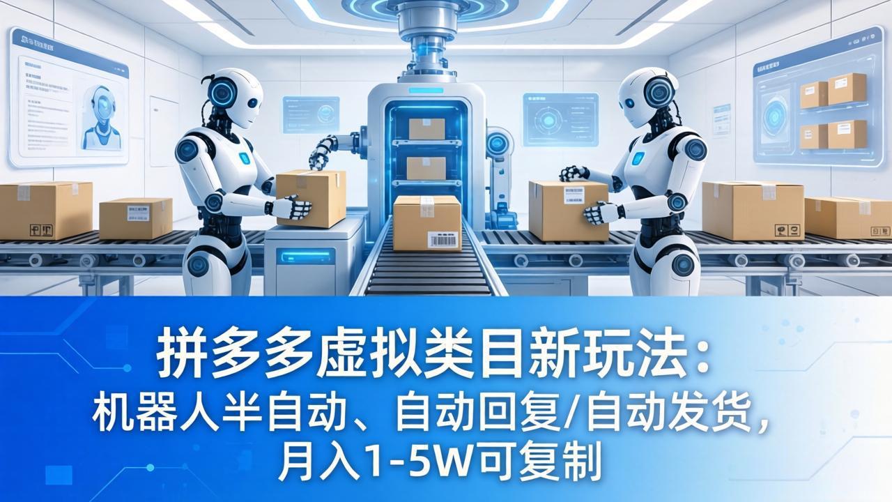 拼多多虚拟类目新玩法：机器人半自动、自动回复 /自动发货，月入 1-5W 可复制-巅峰研习社