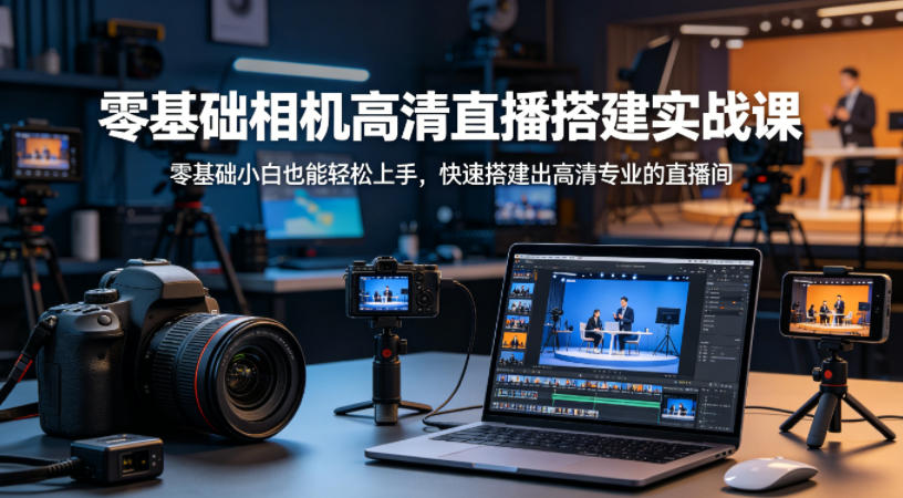 零基础相机高清直播间搭建实战课,小白也能轻松上手,快速搭建出高清专业的直播间-巅峰研习社