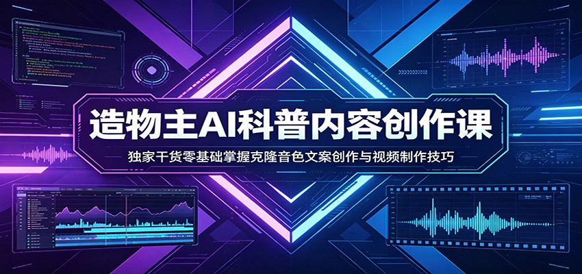 AI科普内容创作课：独家干货零基础掌握克隆音色文案创作与视频制作技巧-巅峰研习社