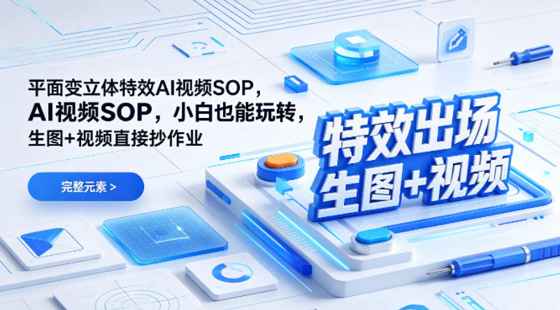 (特效出场)平面变立体特效AI视频SOP,小白也能玩转,生图+视频直接抄作业-巅峰研习社