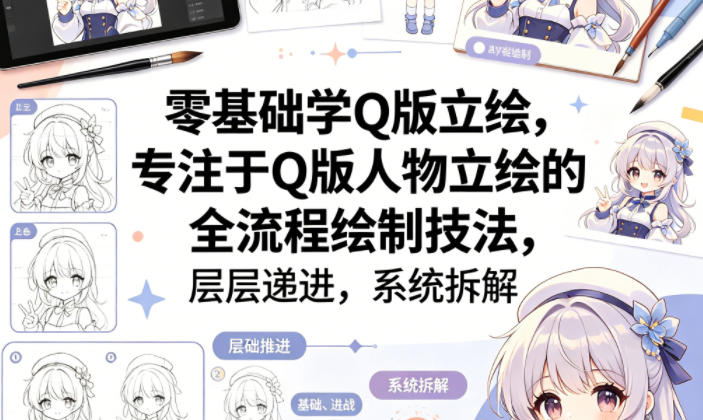 零基础学Q版立绘，专注于Q版人物立绘的全流程绘制技法，层层递进，系统拆解-巅峰研习社